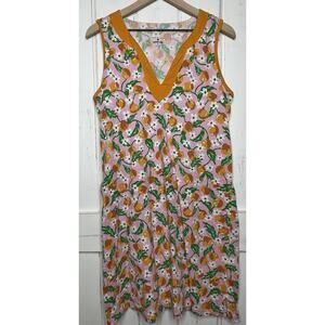 Draper James Lands End Floral Fruit Cotton Shift Tank Dress Lounge Cover Up M